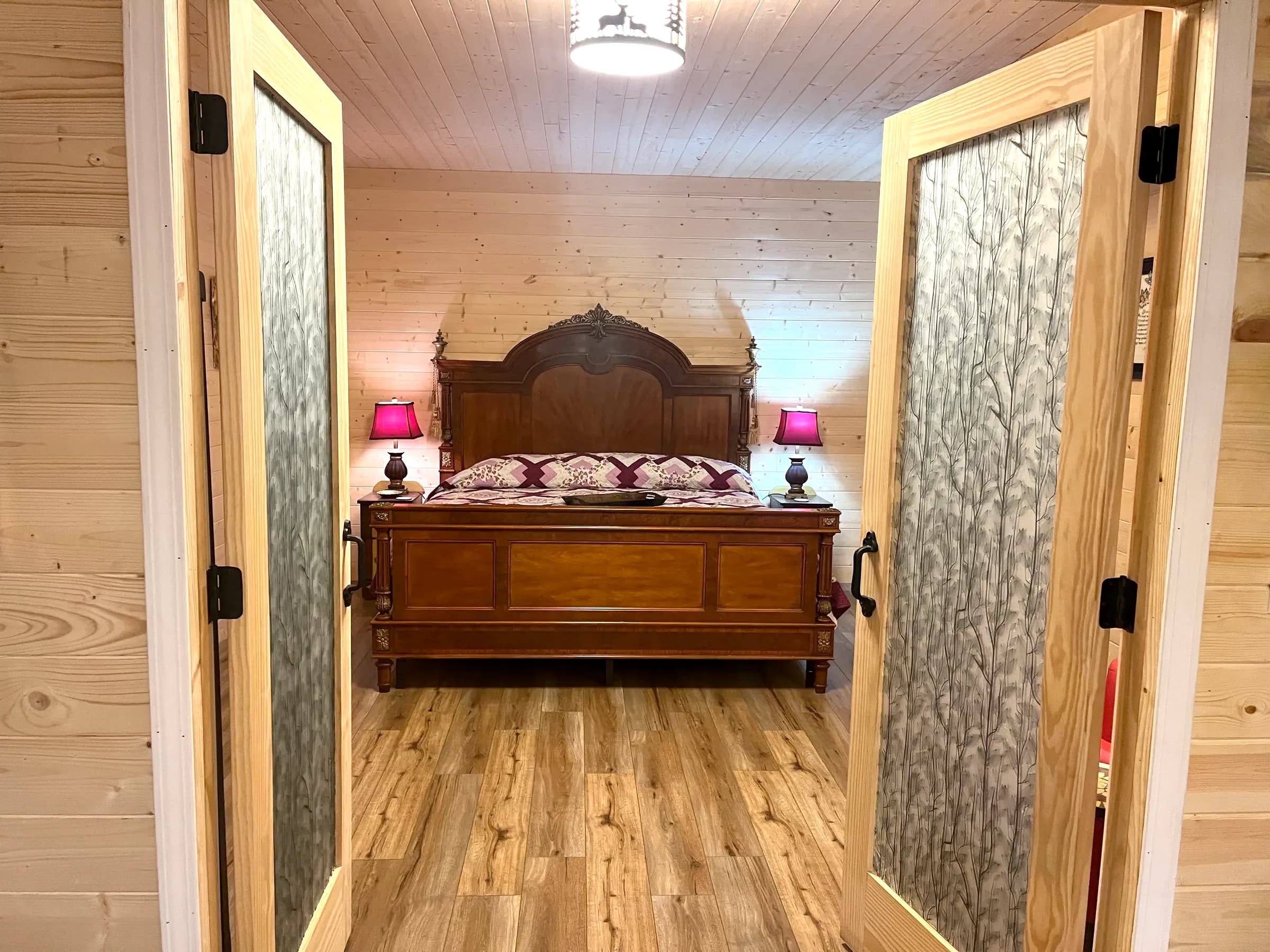 King sleigh bed in the master suite