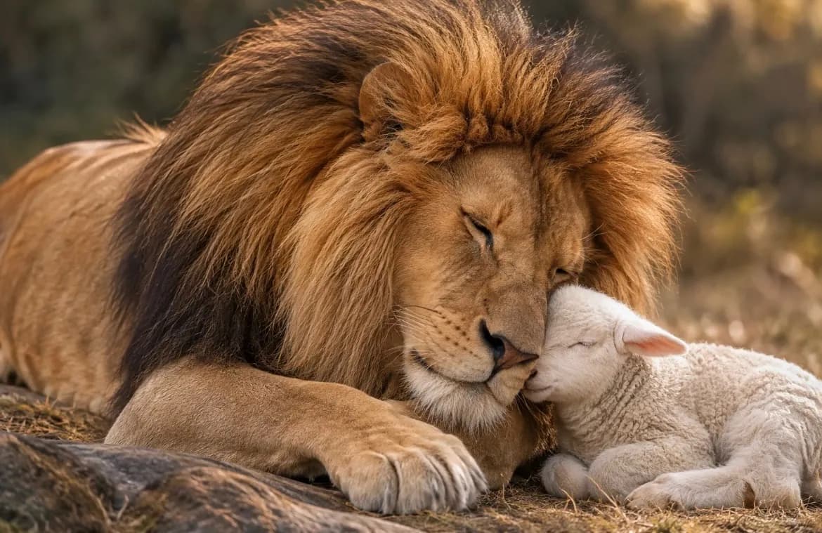 Lion and lamb at rest